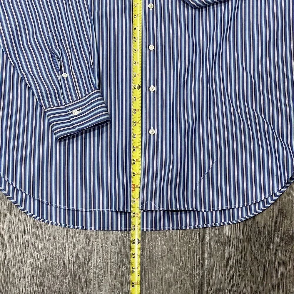 VTG Polo Ralph Lauren Shirt Men's 2XB Big Striped Blue Purple Long Sleeve Cotton